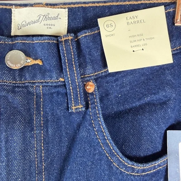 Women High-Rise Easy Barrel Ankle Jeans Universal Thread Rinse Dark Wash 2 & 6S - Picture 6 of 13